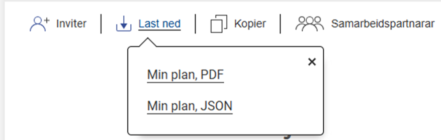 Beskrivelse av hvordan brukerne kan lagre planen som pdf.